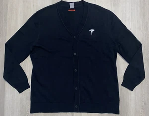 Tesla Motors Cardigan Sweater XL Black Electric Car Elon Musk Embroidered Button - Picture 1 of 12