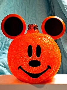 MICKEY MOUSE Light Up Sparkling Pumpkin Head DISNEY 6.5"x 6.5" Battery Operated - Picture 1 of 12