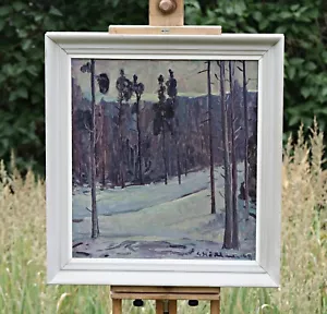 Erik Kollner (1921-1965) - Paisaje de invierno en el bosque, pintura al óleo, danés - Imagen 1 de 5