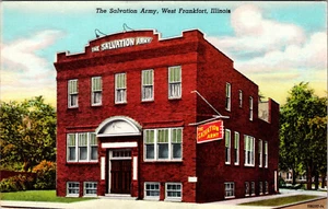 WEST FRANKFORT ILLINOIS SALVATION ARMY BUILDING VINTAGE LINEN POSTCARD - Picture 1 of 2