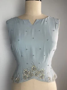 Ice Queen Beaded Early 1960s Shell Top Vintage - Picture 1 of 10