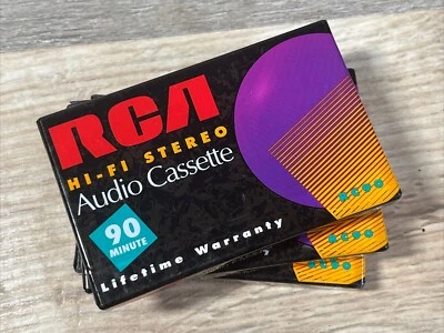 Lote de 3 cintas de casete de audio estéreo RCA Hi-Fi RC90 en blanco 90 minutos selladas Foto 1 de 4