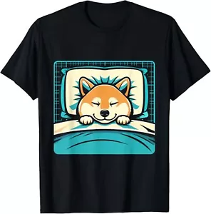 Funny Sleeping Shiba Inu Shirt Lazy Doge Napping Dog Lover T-Shirt Hoodie - Picture 1 of 14