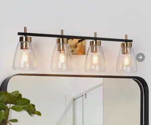 Uolfin 29 Zoll 4-Licht Schwarz/Messing Gold LED Modern Waschtisch Leuchte Bad - Bild 1 von 8