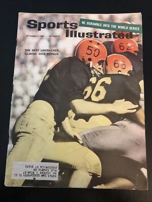 Dick Butkus ILLINOIS ILLINI/CHICAGO BEARS GOAT 1er Sports Illustrated 10/12/64! Foto 1 de 4
