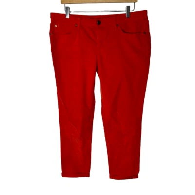 Gap Corduroy Pants Women Sz 12 31 Orange Red Cotton Skinny Leg Zip Fly Bright - Image 1 of 4