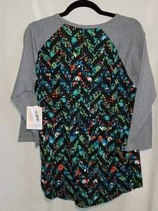 NWT LuLaRoe Randy - L - Large Grey/Gray/Black/Blue/Green/Red Chevron - Picture 1 of 5