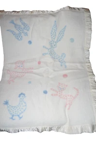 De Colección Bebé Chatham Animales Conejo Gato Pájaro Cordero Lana Bebé Manta Borde Satinado - Imagen 1 de 11