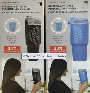 2 x BREEZE BLAST Sharper Image Personal AIR Cooler BLUE+ BLACK Battery / USB NEW - Picture 1 of 9