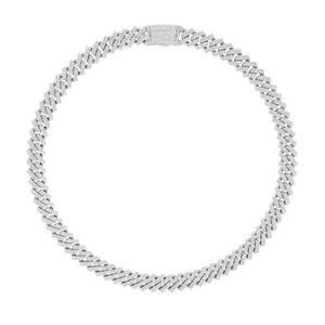 Collar de cadena cubana de 13 mm de moissanita real redonda de 26,94 quilates para hombre enchapado en oro de 14 k - Imagen 1 de 18