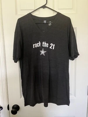 Women’s XL Heathered Gray V-Neck “Rock the 21” T’Shirt - Image 1 of 4