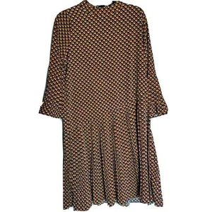 L'Eccove Helsinki Brown Midi Bell Sleeve drop waist ruffle Dress XL Finland - Picture 1 of 9