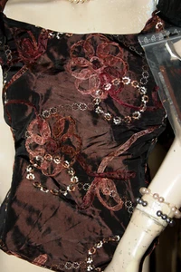Edles Abendkleid - TOP * Bluse * Schnür - Top braun Bändchenbesatz festlich 48 - Bild 1 von 5