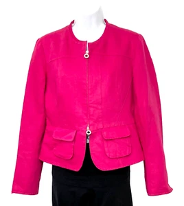ARMANI COLLEZIONI BRIGHT PINK  ZIP FRONT BLAZER  JACKET, WOMEN'S 6 - Picture 1 of 7