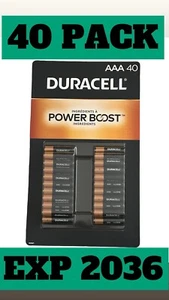 DURACELL 40 Pack AAA Alkaline Batteries, Power Boost Battery Exp 2036 - Picture 1 of 4