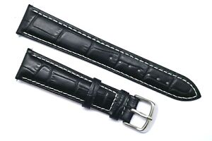 19mm Black or Brown Alligator Grain Leather Replacement Watch Strap Band Unisex