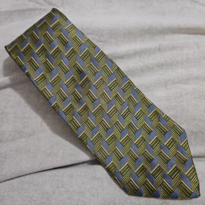 Corbata de seda cosida a mano verde geométrica 58" Robert Talbott Studio para hombre Foto 1 de 4