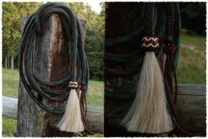 Artisan Paracord Mecate Zügel - braun und türkis - SONDERANFERTIGUNG erhältlich.  - Bild 1 von 1