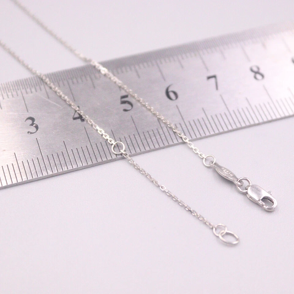 Solid Platinum 950 0.9mm Thin Cable Link Chain Women Necklace 17.7inch 2.3-2.5g - Image 1 of 4