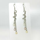 Sterling Silver  Multi Color Fw Pearls Handmade Earrings Nib # Se84