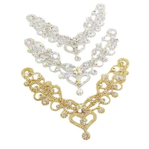 1PC Crystal Rhinestone Applique Short Diamante Floral Chain DIY Jewelry Making - Picture 1 of 13