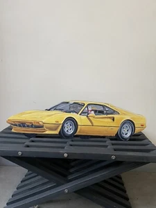 1980s FERRARI 308 Yellow Wooden Art Sculpture - Picture 1 of 10