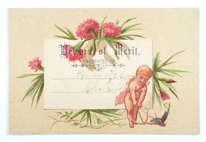 Querubín y flores de la Escuela Victoriana de Recompensa al Mérito - Imagen 1 de 5