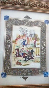 Persian miniature painting showing ( Meidan shah sq)  in Isfahan  - Picture 1 of 10