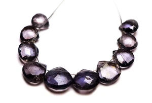 Blue Iolite Faceted Heart Briolette 10! Beads 501N 5.5x5x1mm to 6x5.5x1.5mm - Picture 1 of 1
