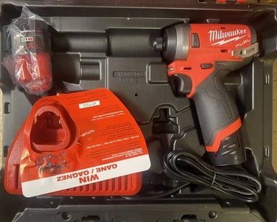 Milwaukee 2553-22 12V Cordless 1/4 inch Hex Impact Driver Kit New - Image 1 of 4