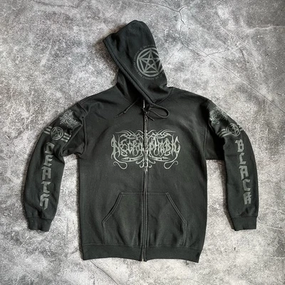 Sudadera con Capucha Necromantia Metal Negro Cremallera De Colección Talla M Banda Gráfica Estilo Gótico Foto 1 de 4