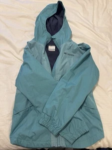 Kids Unisex Youth Medium Teal Columbia Fleece Lined Raincoat RN 69724 - Picture 1 of 6