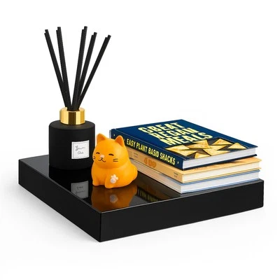 High Gloss Black Floating Wall Shelf 30CM    - Image 1 of 4