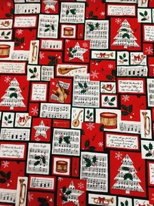 Fabric Traditions 3 yds x 44 CHRISTMAS Holiday Music Hollies 1997 - Picture 1 of 6