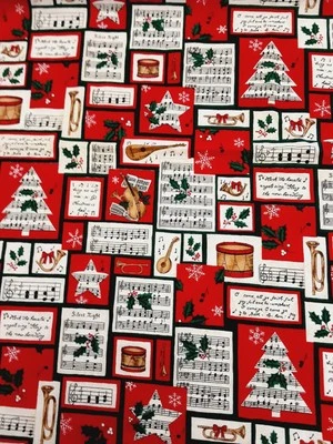 Fabric Traditions 3 yds x 44 CHRISTMAS Holiday Music Hollies 1997 - Image 1 of 4