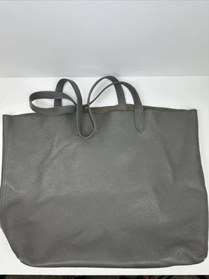Cuyana Soft Pebbled Leather Large Shoulder Bag Gray Unstructured Tote - Image 1 of 4