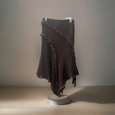 Falda Grunge Hada Trenzada Y2K Euro Bonadea 42 Marrón Tejido Asimétrico con Volantes  Foto 1 de 4