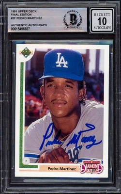 Pedro Martinez Auto 1991 Upper Deck Final Edition RC 2F Dodgers Auto 10 Beckett - Image 1 of 2