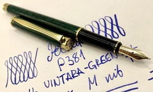 NOS 1992 PELIKAN P381 VINTARA-GREEN Fountain Pen- 14k M- Marbled Lacque- 140 400 - Picture 1 of 21