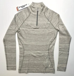 Women's SMARTWOOL Classic Thermal Merino BaseLayer 1/4 Zip Top LIGHT GRAY SHIFT - Picture 1 of 2