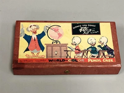 1950s WALT DISNEY LUDWIG VON DRAKE PENCIL CASE RARE  - Image 1 of 2