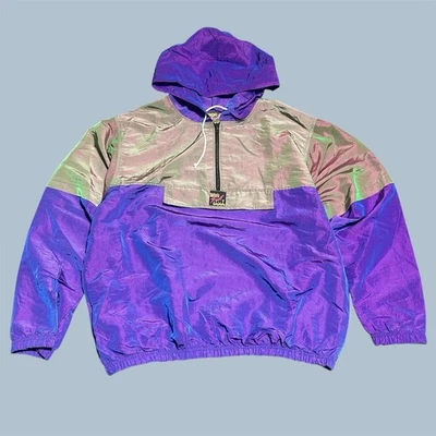 SURF STYLE Vintage Anorak Windbreaker Hoodie - One Size Purple Retro 90s NOS - Image 1 of 4