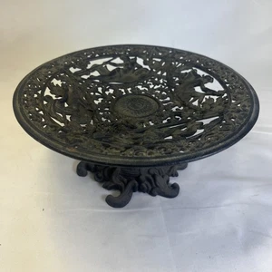 Vintage Cast Iron Pedestal Spinning Dish Robert Emig MCM Greek Gods Mythology - Picture 1 of 16