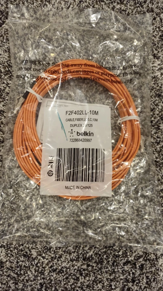 BELKIN 10M Optical Fiber Cable LC/LC Duplex, 50/125 OM2 - Orange - Image 1 of 1