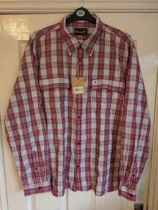 Wrangler Mens Check Long Sleeve Shirt XXL Red New With Tags - Picture 1 of 9