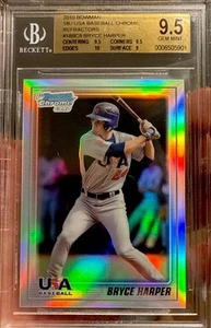 2010 Bowman Chrome Refractor Rookie Bryce Harper USA Team BGS 9.5 Gem #279/777 - Picture 1 of 5