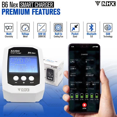 NHX RC B6 Nex 50W AC / 200W DC Bluetooth Battery Charger Lipo Life LiHV Nimh - Image 1 of 4