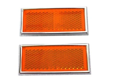 Front Amber Reflector Set With Chrome Frame Harley Sportster 1972-up   #59254-72 - Image 1 of 4