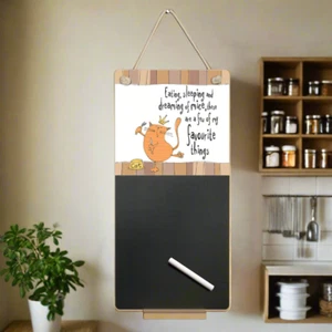 Cat Themed Hanging Chalkboard Message Board Funny Quote, Kitchen or Office Decor - Picture 1 of 4