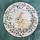 Talerz królika Okrągły ręcznie malowany ceramiczny 11" królik USA Wielkanoc Jak jest